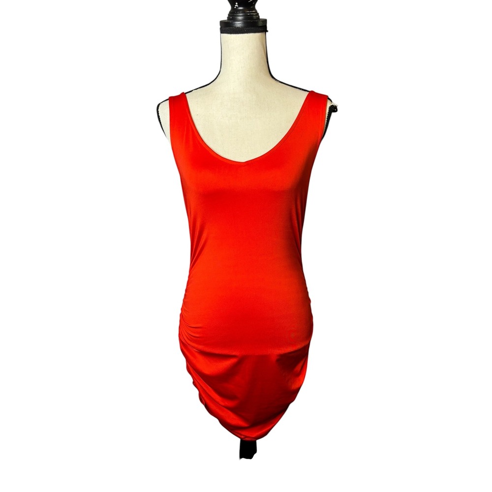 Sheshow Womens Red Sleeveless Ruched Bodycon Mini Dress Low Back Size M NEW